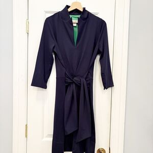 Gretchen Scott Navy Blue Tie Dress Stretch Size M Packable Travel